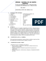 SÍLABO Administracion de Obra Unsm 2018-1