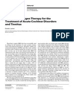 Hyperbaric Oxygen Therapy For The Treatment of Acute Cochlear Disorders and Tinnitus