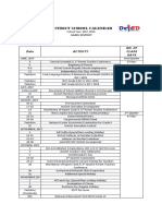 District School Calendar: Date Activity No. of Class Days