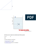 Depth and Hydrostatic Pressure