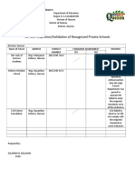 On-Site Inspection/Validation of Recognized Private Schools