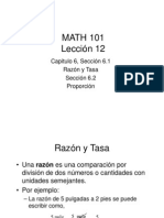 Razón, Tasa y Proporción Lección 12