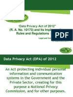 Data Privacy Act of 2012" (R. A. No. 10173) and Its Implementing Rules and Regulations (IRR)