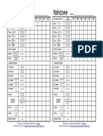 Yahtzee Score Sheets PDF