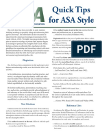 Handout - Quick Tips For ASA Style PDF