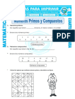 Ficha Numeros Primos y Compuestos para Cuarto de Primaria