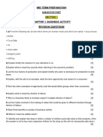 Business Studies - Mid Term Preparation