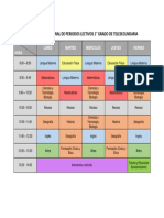 Distribución Semanal de Periodos Lectivos 1° Grado de Telesecundaria