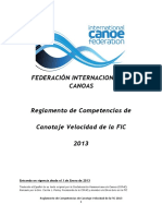 Reglamento de Competencias de Canotaje Velocidad FIC 2013 PDF