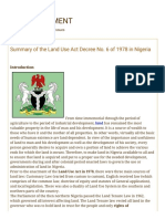 NGENVIRONMENT - Summary of The Land Use Act Decree No. 6 of 1978 in Nigeria