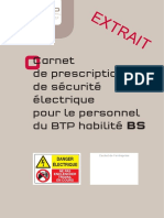 Carnet de Prescriptions de Sécurité Électrique Pour Le Personnel Du BTP Habilité BS-1