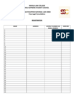 Legal Aid Registration Sheet