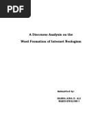 A Discourse Analysis On The Word Formation of Internet Neologism