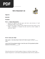 Metric Measurement Lab: Objective: Materials: Procedure