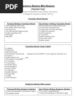 Sentence Starters Transition Word Mini-Lesson