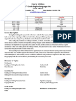 Course Syllabus 6 Grade English Language Arts: Schedule