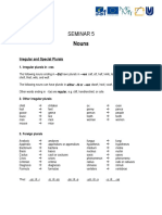 Seminar 5 Nouns: Irregular and Special Plurals