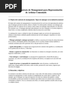 Modelo de Contrato de Management para Representación de Artistas Comentado