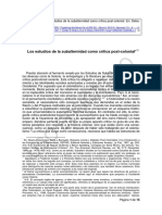 Prakash G Los Estudios de La Subalternidad Como Critica Post Colonial PDF