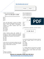 Simulado - Atividade 22 de Matemática para 6º Ano