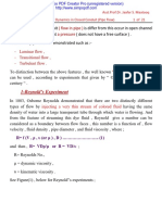 (Flow in Pipe) A Pressure: 1-Reynold's Experiment