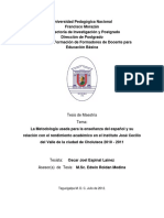 La Metodologia Usada para La Ensenanza Del Espanol en El Rendimiento Academico en El Instituto Jose Cecilio Del Valle de La Ciudad de Choluteca 2010 2011 PDF