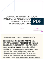 Cuidado y Limpieza Del Local Maquinaria Accesorios y Menaje Medidas de Higiene Productos de Limpieza PDF