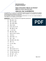 Guía de Ejercicios Tipo de MATEMÁTICA (Ingreso 2019)