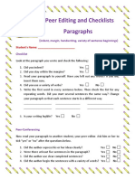 Peer Editing and Checklists Paragraphs