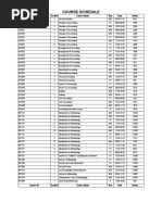 Course Schedule: Course ID Section Course Name Day Time Room