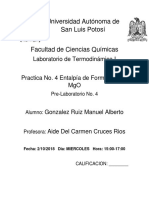 ENTALPIA DE FORMACION MgO