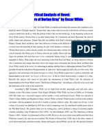 Critical Analysis of Novel: "The Picture of Dorian Gray" by Oscar Wilde