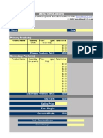 Menu Costing Template