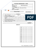 Prova de Educação Física de 6º Ano