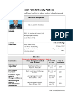 Application Form For Faculty Positions