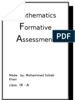 Athematics Ormative Ssessment: Made By: Mohammad Soheb Khan Class