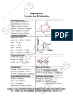 Solutions: Trigonometric Formulas and Relationships