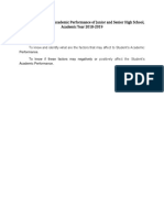 Factors Affecting The Academic Performance of Junior and Senior High School, Academic Year 2018-2019