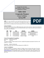 MBA 8135 Corporate Finance: Course Syllabus Spring 2008