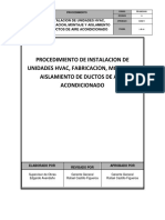 Procedimiento de Instalacion de Unidades Hvac, Fabricacion, Montaje y Aislamiento de Ductos de Aire Acondicionado