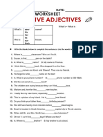 Possessive Adjectives: Grammar Worksheet