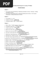 Garrison/Libby/Webb Managerial Accounting 11 Edition Formula Summary