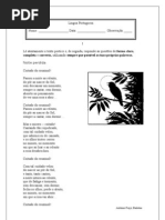 Texto Poetico 7 º Ano