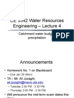 CE 3342 Water Resources Engineering - Lecture 4: Catchment Water Budget, Precipitation