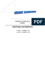 Add Maths Perfect Score Module Form 4 Marking Scheme Set 1 & Set 2