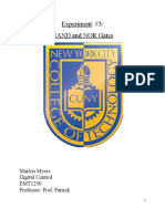 Experiment: #3: Nand and Nor Gates: Marlon Myers Digital Control EMT1250 Professor: Prof. Patrick