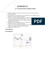 Experiment 01 Plotting The VI Characteristics of Silicon Diode