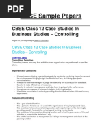 CBSE Sample Papers: CBSE Class 12 Case Studies in Business Studies - Controlling