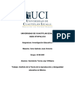 Análisis de La Teoría de La Reproducción y Desigualdad Educativa en México.