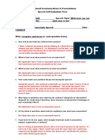 Speech Self-Evaluation Form